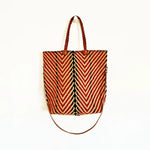 EN SHALLA Medium Big Chevron Woven Tote Bag in Cognac