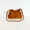 EN SHALLA Large Suede Crossbody Shoulder Bag in Cognac