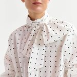 ESSENTIEL ANTWERP Imoverit Pussy Bow Tie Shirt in Off White