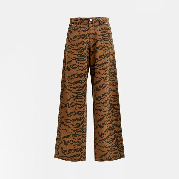 ESSENTIEL ANTWERP Impeccable Tiger-Print Tapered-Leg Jeans in Brown and Black