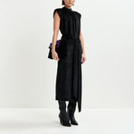 ESSENTIEL ANTWERP Inche Velvet Jersey Dress in Black