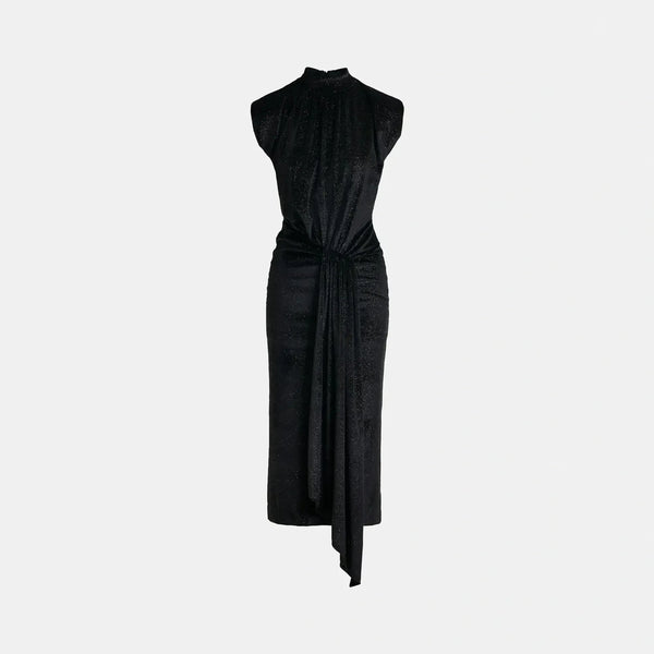 ESSENTIEL ANTWERP Inche Velvet Jersey Dress in Black