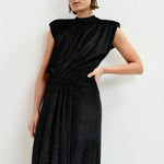 ESSENTIEL ANTWERP Inche Velvet Jersey Dress in Black