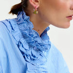 ESSENTIEL ANTWERP Ipojuca Ruffle Neckline Shirt in Pale Kingsblue