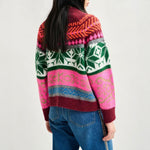 ESSENTIEL ANTWERP Irelando Mélange Knit Jacquard Sweater in Burgundy and Multicolor