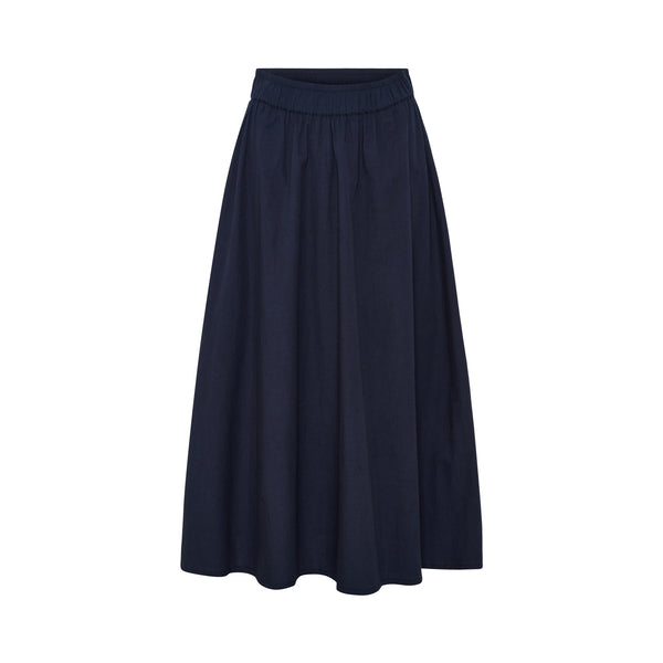 ANNE-MI Irissa Long Cotton Skirt in Dark Navy