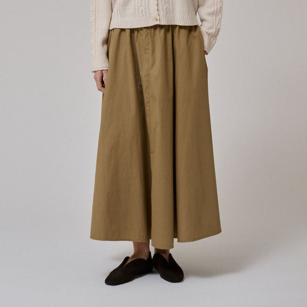 ANNE-MI Irissa Long Cotton Skirt in Ermine