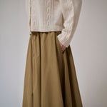 ANNE-MI Irissa Long Cotton Skirt in Ermine