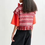 ESSENTIEL ANTWERP Ishani Fringed Gilet in Red