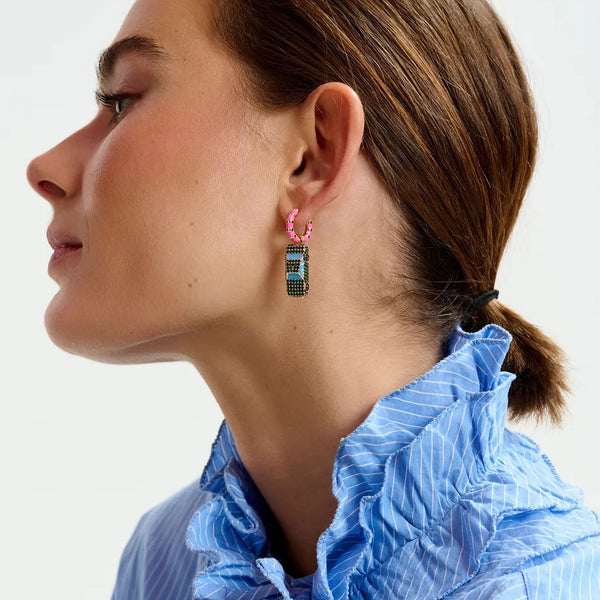 ESSENTIEL ANTWERP Istritti Earrings with Charms in Pink Lady