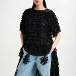 ESSENTIEL ANTWERP Itty Ruffle Maxi Dress in Black