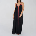 Inca Sun Maxi Dress in Black with Red