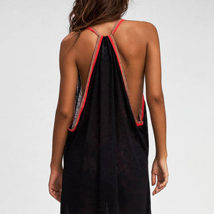 Inca Sun Maxi Dress in Black with Red