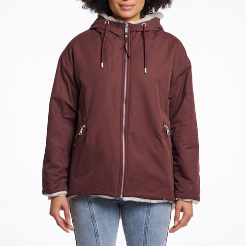 RINO & PELLE Ines Reversible Jacket with Hood in Chocolate Bean and Birch
