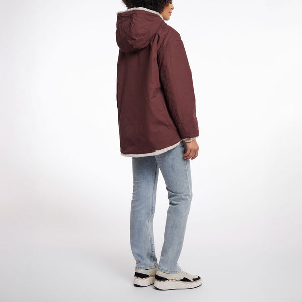 RINO & PELLE Ines Reversible Jacket with Hood in Chocolate Bean and Birch
