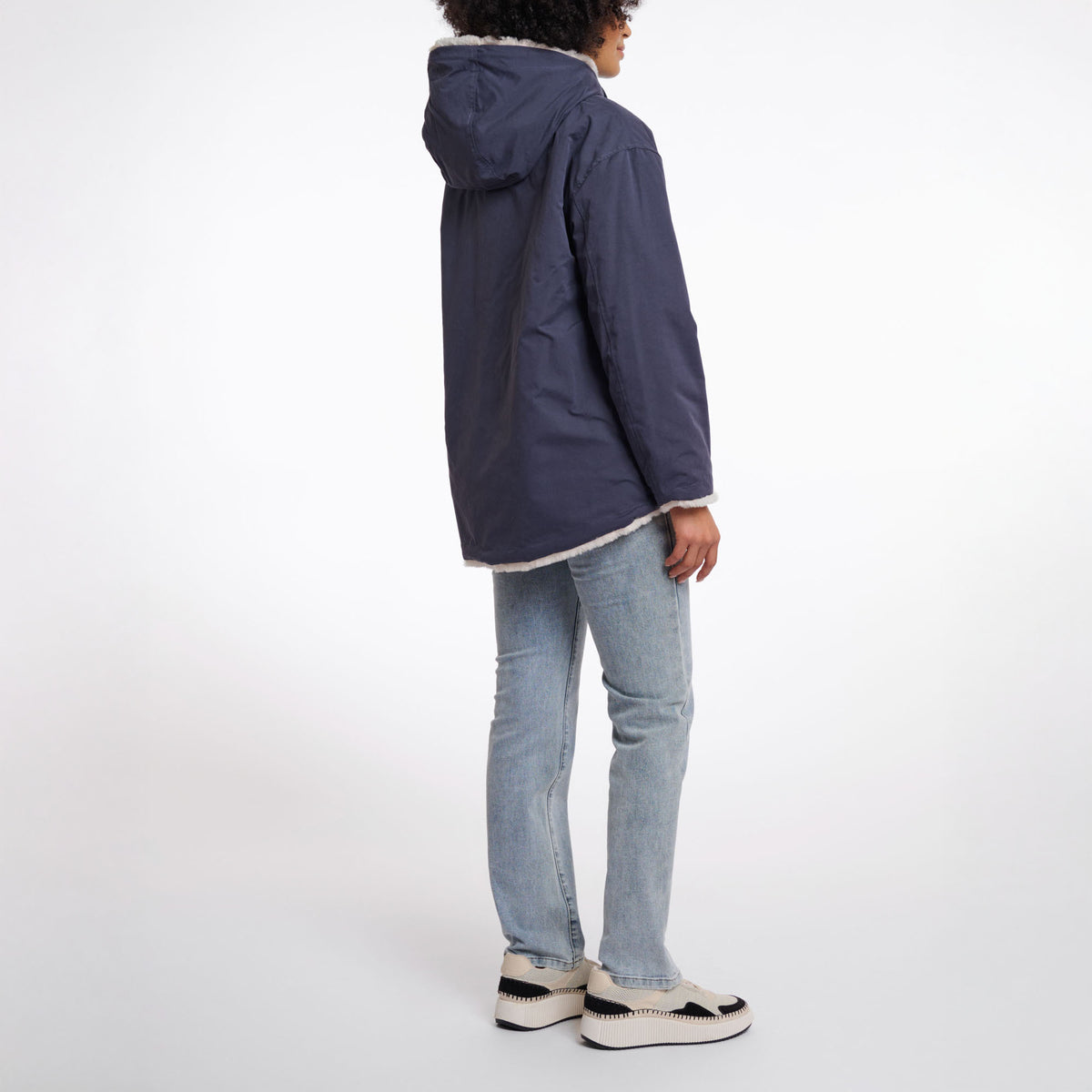 RINO & PELLE Ines Reversible Jacket with Hood in Night Grey and Birch