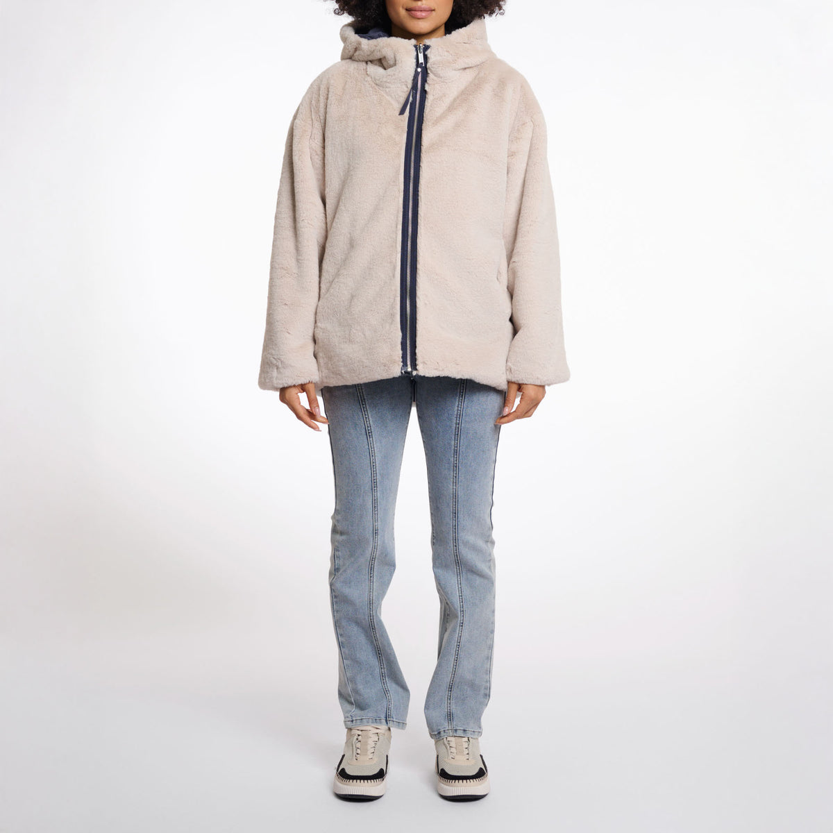 RINO & PELLE Ines Reversible Jacket with Hood in Night Grey and Birch