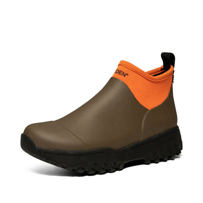 WODEN Irene Waterproof Rubber Boots in Dark Olive/Tiger