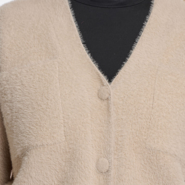 RINO & PELLE Isarea Short V-neck Cardigan in Stone