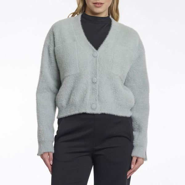 RINO & PELLE Isarea Short V-neck Cardigan in Manor Grey