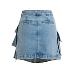 ESSENTIEL ANTWERP Ja Ruffled Denim Mini Skirt in Bright Sky