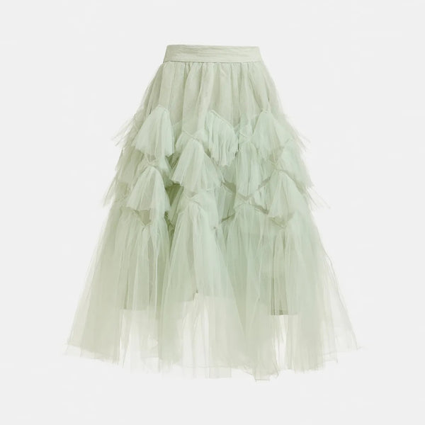 ESSENTIEL ANTWERP Jacie Tulle Skirt in Basil/Smash