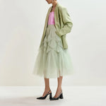 ESSENTIEL ANTWERP Jacie Tulle Skirt in Basil/Smash