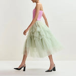 ESSENTIEL ANTWERP Jacie Tulle Skirt in Basil/Smash
