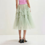 ESSENTIEL ANTWERP Jacie Tulle Skirt in Basil/Smash