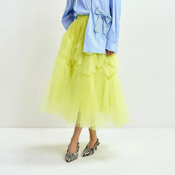 ESSENTIEL ANTWERP Jacie Tulle Skirt in Lemon/Squeeze