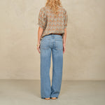 M.A.B.E Jaci Print Short Sleeve Top in Multi