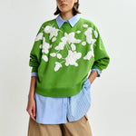 ESSENTIEL ANTWERP Jaga Embroidered Sweatshirt in Spirulina/Green