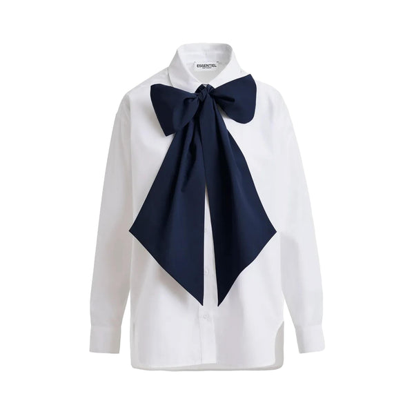 ESSENTIEL ANTWERP Jambers Pussy Bow Collar Shirt in White