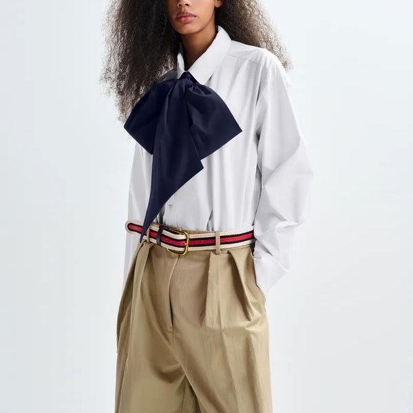 ESSENTIEL ANTWERP Jambers Pussy Bow Collar Shirt in White