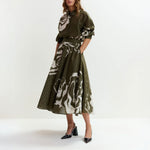 ESSENTIEL ANTWERP Jango Maxi Skirt in Olive/Martini