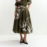 ESSENTIEL ANTWERP Jango Maxi Skirt in Olive/Martini