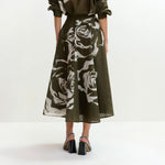 ESSENTIEL ANTWERP Jango Maxi Skirt in Olive/Martini