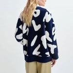 ESSENTIEL ANTWERP Jarden Letters Knit Cardigan in Dark Night