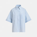 ESSENTIEL ANTWERP Jasleen Striped Cotton Shirt with Scarf in Blue