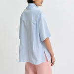 ESSENTIEL ANTWERP Jasleen Striped Cotton Shirt with Scarf in Blue