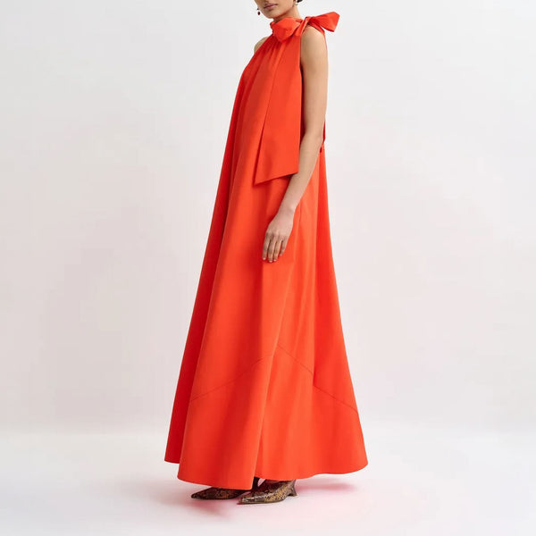 ESSENTIEL ANTWERP Jayda High Neck Maxi Dress in Fire/Glow