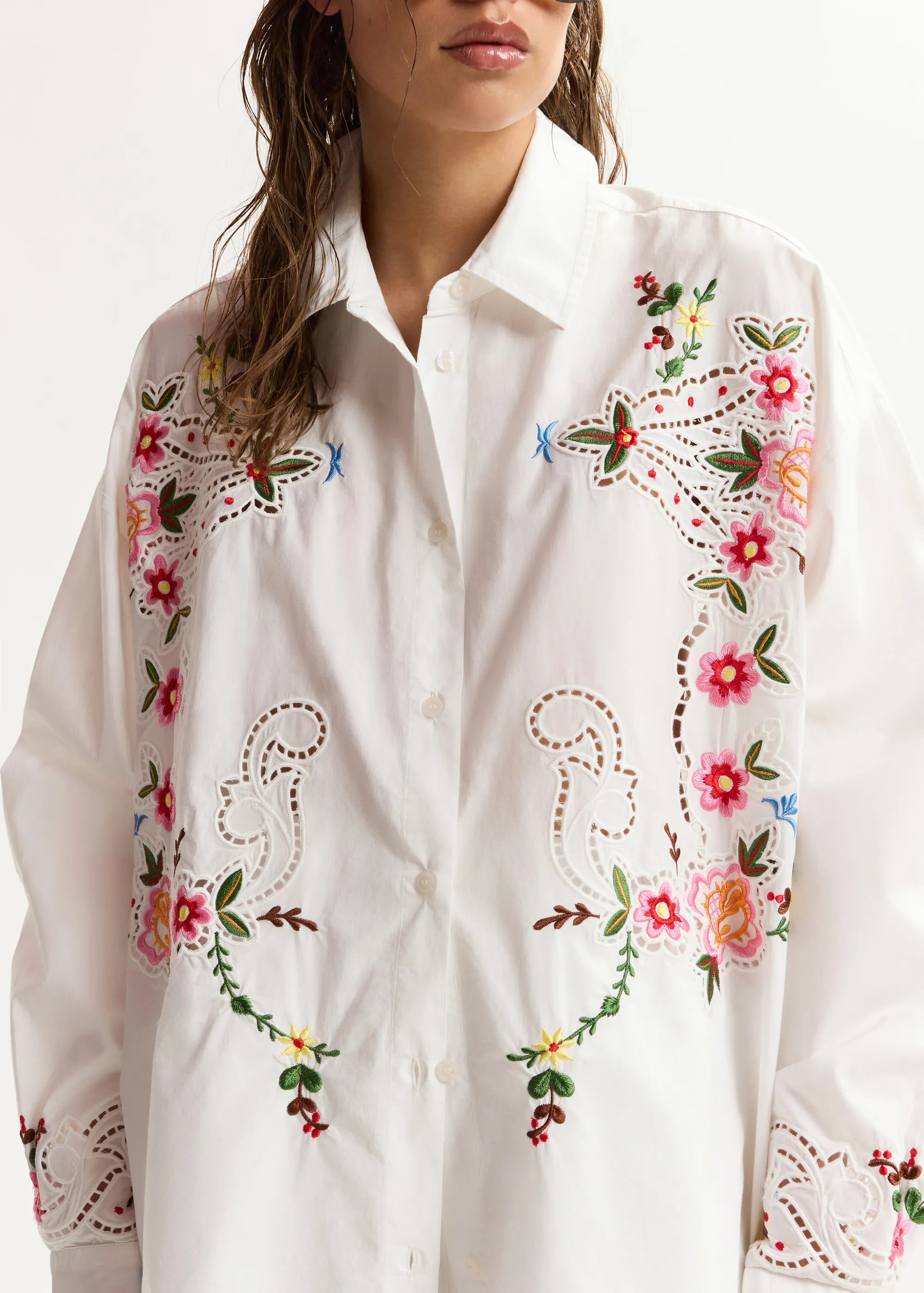ESSENTIEL ANTWERP Jayme Embroidered Shirt in Off White