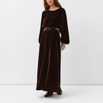 DIEGA Jazo Velvet Skirt with Pockets in Chestnut