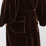 DIEGA Jazo Velvet Skirt with Pockets in Chestnut