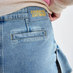 ESSENTIEL ANTWERP Ja Ruffled Denim Mini Skirt in Bright Sky