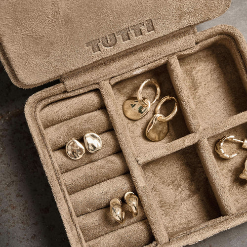 Tutti & Co Sand Mini Suede Jewellery Box in Sand