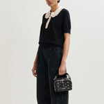 ESSENTIEL ANTWERP Jewelry Knit Polo in Black