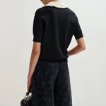 ESSENTIEL ANTWERP Jewelry Knit Polo in Black