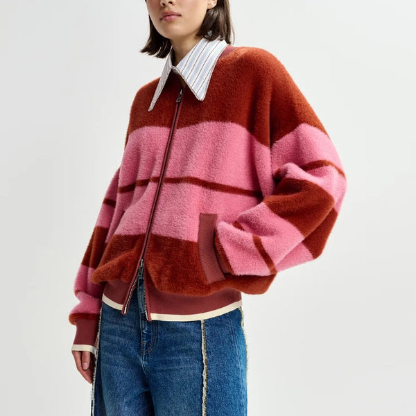 ESSENTIEL ANTWERP Jicama Knit Jacket in Burned/Red