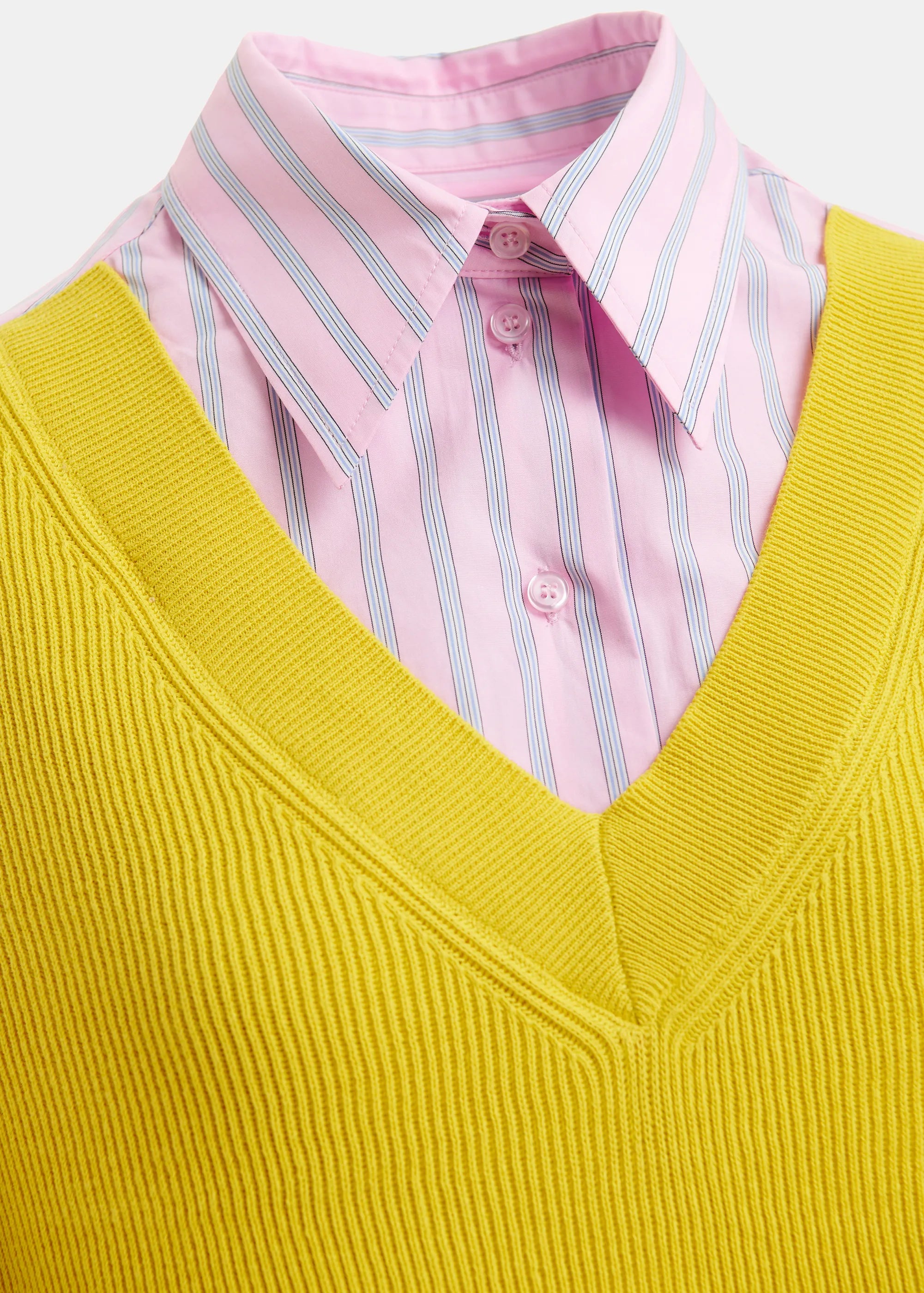 ESSENTIEL ANTWERP Jit Knit Combo Shirt in Amalfi Lemon